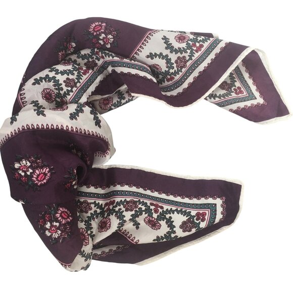 Purple Floral Scarf Vintage Accessory - Picture 3 of 4